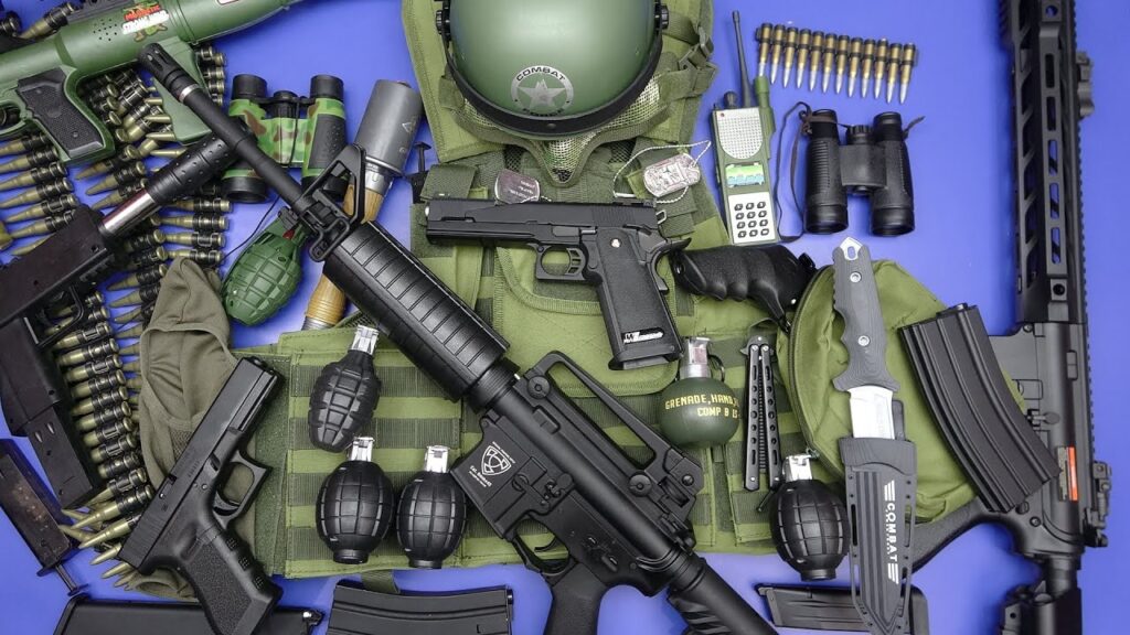 Military Guns & Equipment Toys !!!Realistic Airsoft Rifles Military Guns Toys
