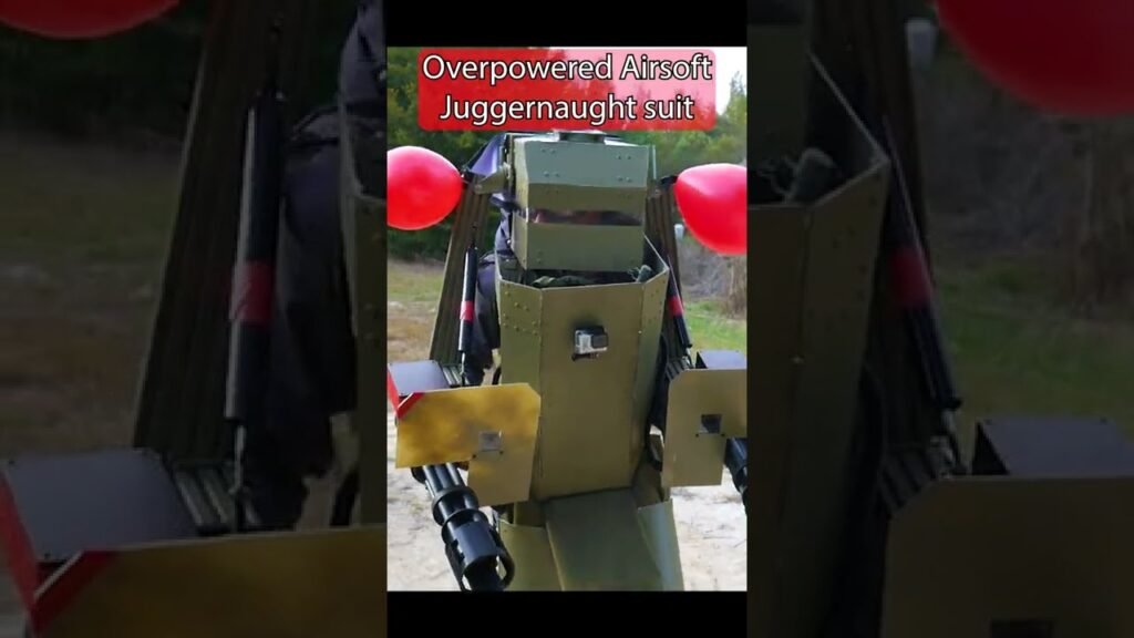 Overpowered Airsoft Juggernaut Suit w/ TWO Mini-Guns  #shorts #airsoft